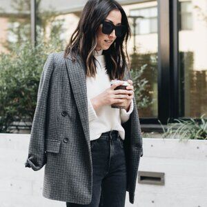 Everlane Double Breasted Plaid Blazer - Oversized